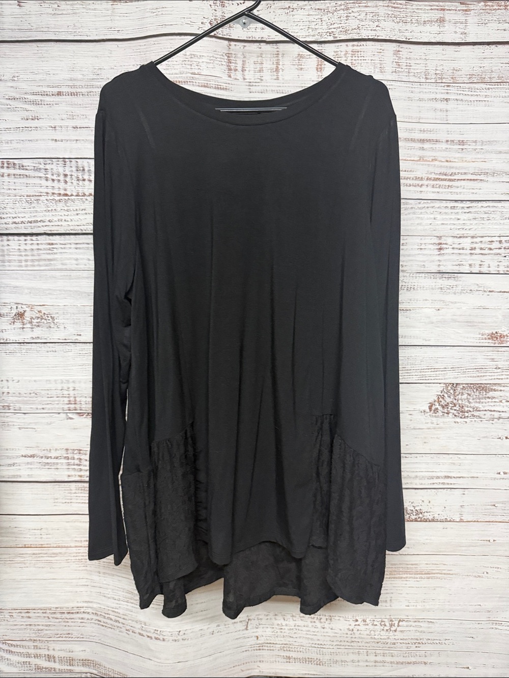 LOGO Black Lace Hem Tunic